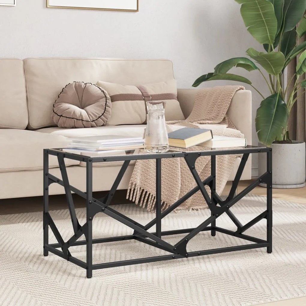 Tavolini Con Piano Vetro Trasparente 2 Pz 78,5x40x41 Cm Acciaio /
