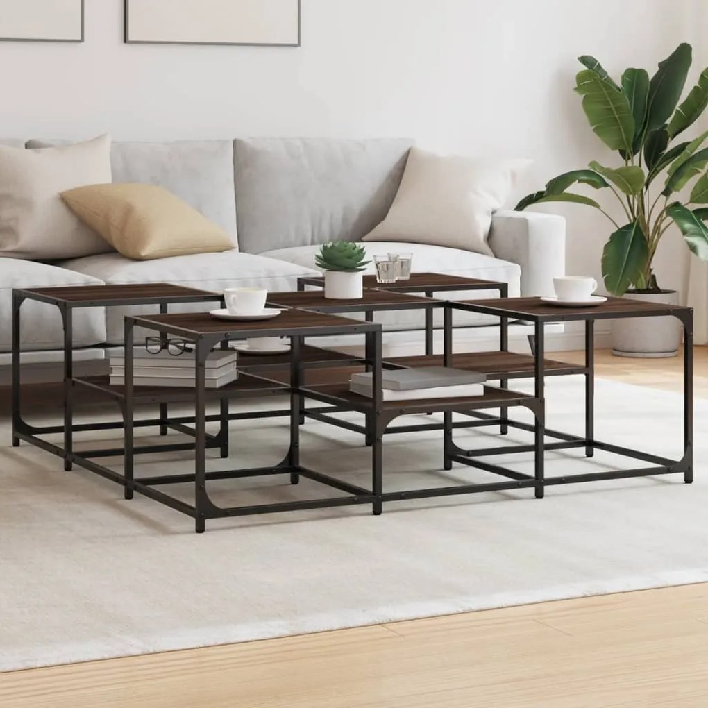 Tavolino Salotto Rovere Marrone 121x121x40 Cm Legno Multistrato /