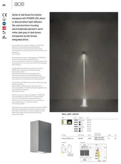 Redo 90413 - LED Applique da esterno ACE LED/3,36W/230V 3000K IP54 bianco