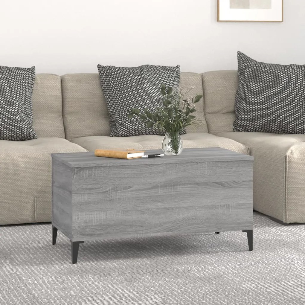 Tavolino Salotto Grigio Sonoma 90x44,5x45 cm Legno Multistrato