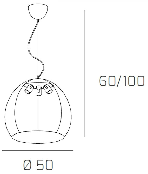 Sospensione Moderna Basket Alluminio E Metallo Grigio 3 Luci E27 50Cm