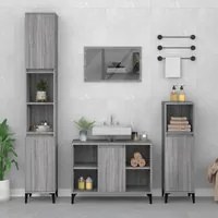 Set Mobili da Bagno 3 pz Grigio Sonoma in Legno Multistrato 3185627