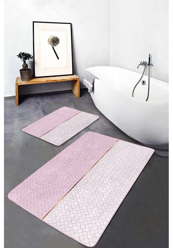 Tappetini da bagno rosa in set da 2 100x60 cm - Minimalist Home World