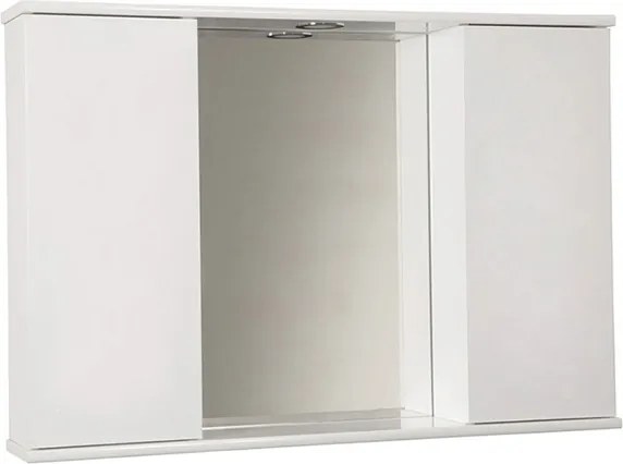 Specchiera bagno Bianco Lucido 92 cm a 2 ante lisce con luce LED