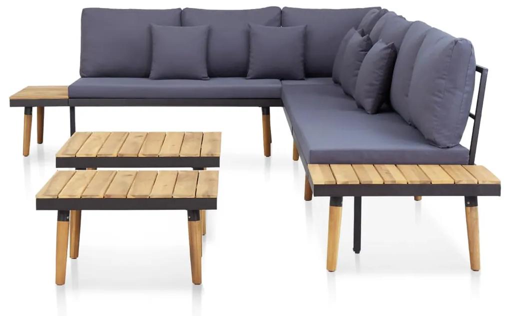 Set divani giardino 7 posti con cuscini legno massello acacia