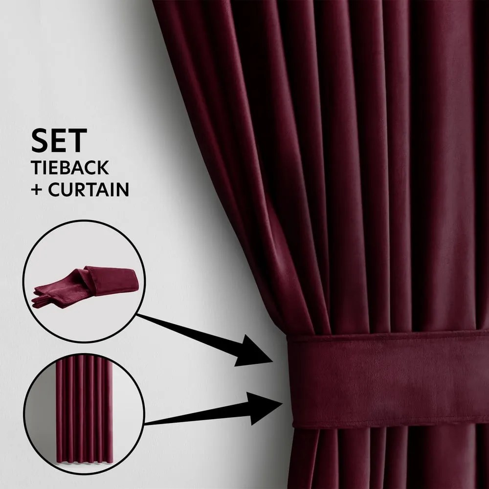 Tenda parzialmente oscurante burgundy in velluto 140x270 cm Eyelets – Restilo