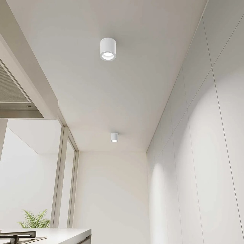 Applique da soffitto IP54 GU10 in Alluminio e Vetro - Bianca