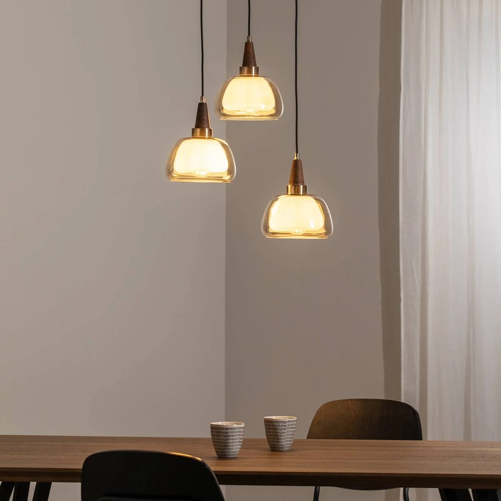 Lampada a sospensione in vetro Ermo Lucea, dimmerabile, Soggiorno / Sala da pranzo, Metallo, Lampada a sospensione