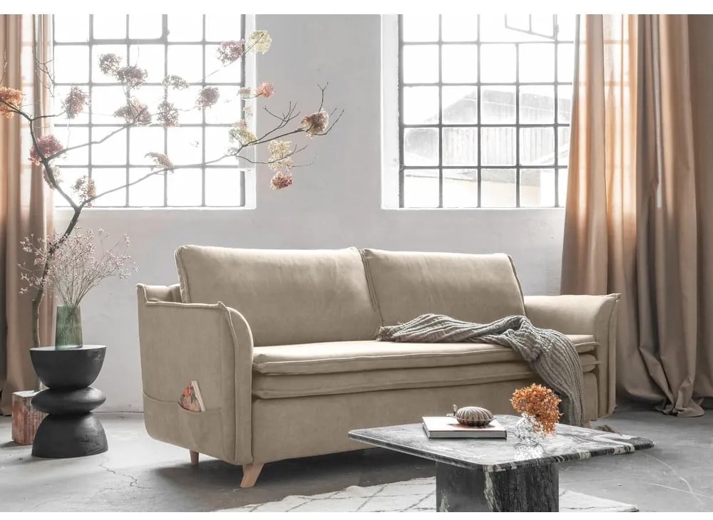 Divano in velluto beige 225 cm Charming Charlie - Miuform