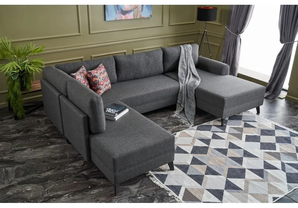 Divano angolare a U antracite Belen - Balcab Home