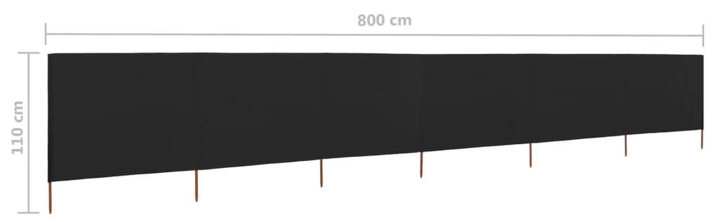 Paravento a 6 Pannelli in Tessuto 800x80 cm Nero