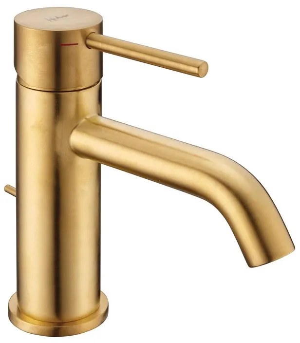 Rubinetto per lavabo a canna bassa TAYRONA oro spazzolato satinato HUBER H 16.4 cm