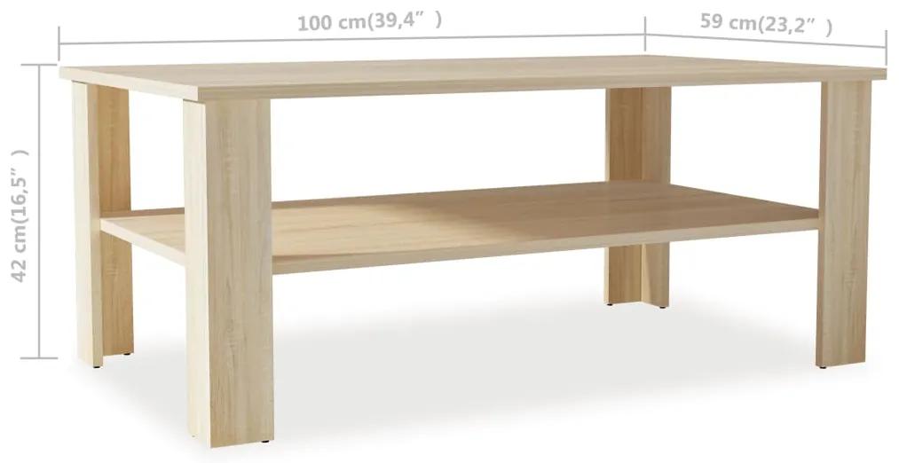 Tavolino da Salotto in Legno Multistrato 100x59x42 cm Rovere