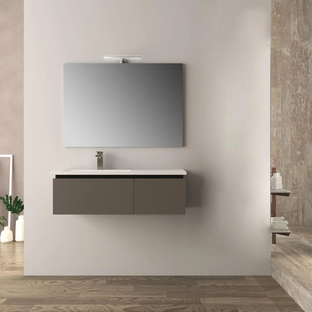 Mobile da bagno grigio talpa 100 cm opaco Mono Slide