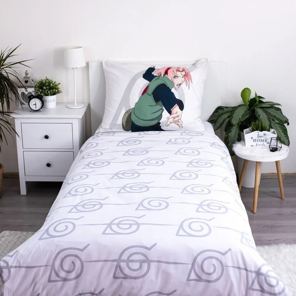 Set copripiumino e federa da bambini in cotone per letto singolo 140x200 cm Naruto – Jerry Fabrics