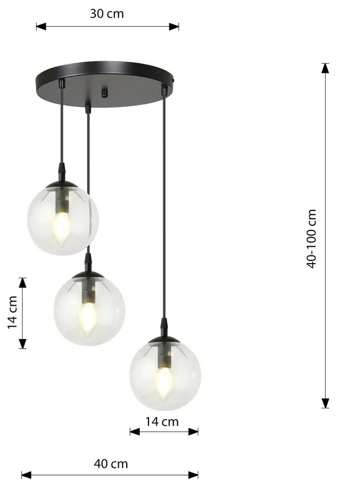 Lampadario a Sospensione COSMO 3 BLACK TRANSPARENT PREMIUM Colore del corpo Nero