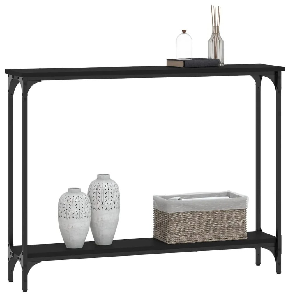 Tavolino consolle nero 100x22,5x75 cm in legno multistrato