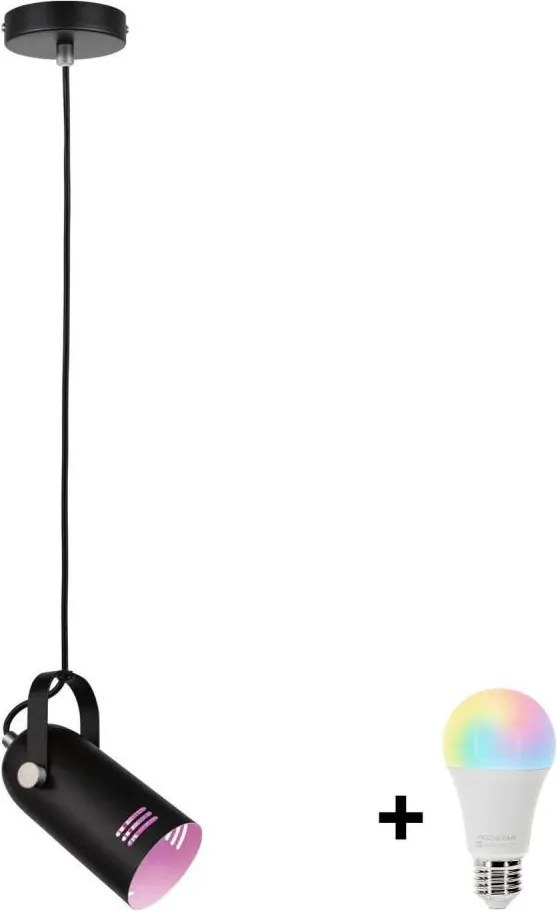 Paulmann 79766 - LED RGBW 1xE27/9W Lampada a sospensione con cavo LAVEA 230V nero
