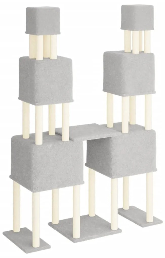 Albero per gatti con tiragraffi in sisal grigio chiaro 199 cm