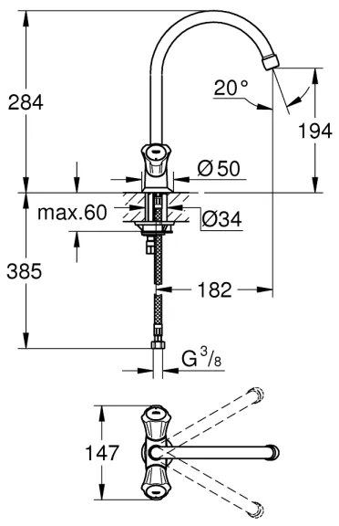 GROHE 31831001 - Miscelatore per lavello COSTA L, finitura cromo lucido