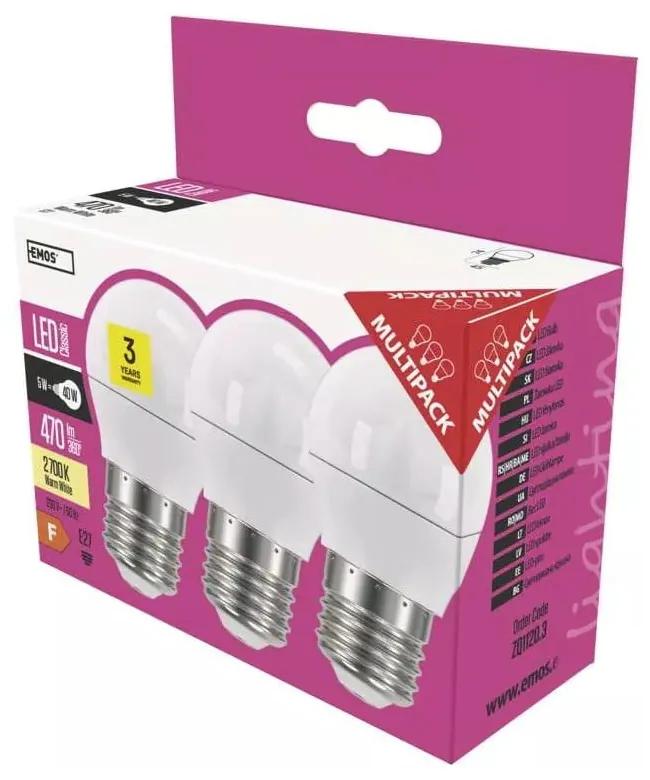 Lampadine LED calde in set di 3 pezzi E27, 5 W - EMOS