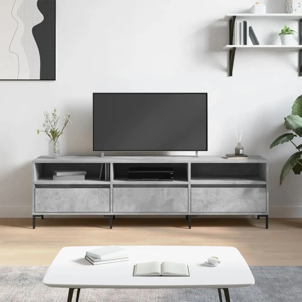 Mobile Tv Grigio Cemento 150x30x44,5 Cm Legno Multistrato /