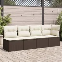 Divano da Giardino a 4 Posti con Cuscini in Polyrattan Marronecod mxl 111726