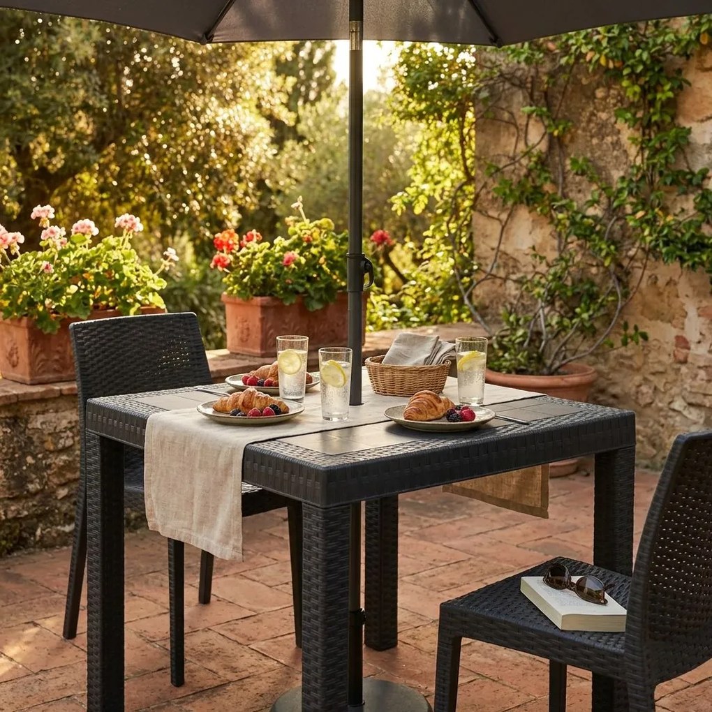 CALIGOLA - tavolo da giardino in wicker quadrato