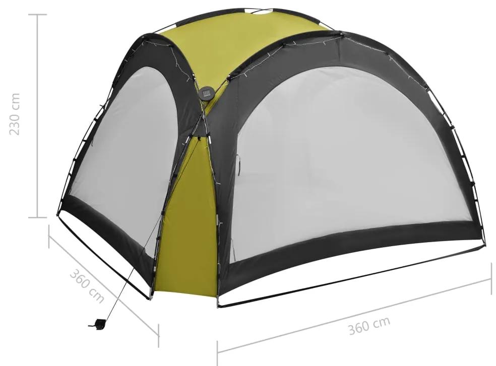 Tenda per Feste con LED e 4 Pareti 3,6x3,6x2,3 m Verde
