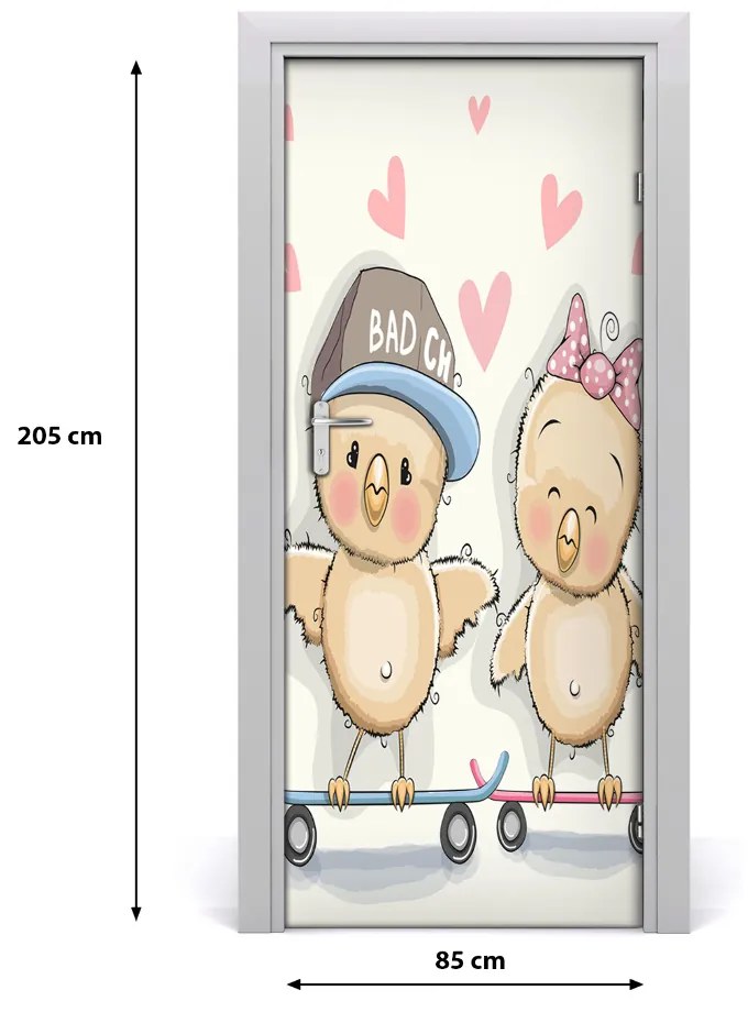 Adesivo per porta interna Polli da skateboard 85x205 cm