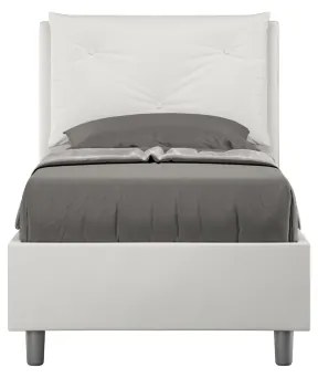 Letto singolo contenitore imbottito 80x200 similpelle bianco Appia