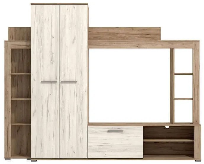 NILA - parete attrezzata moderna colore rovere grigio bianco