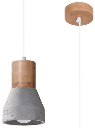 Sollux SL.0964 - Lampadario a sospensione con filo QUBIC 1xE27/60W/230V calcestruzzo/legno grigio