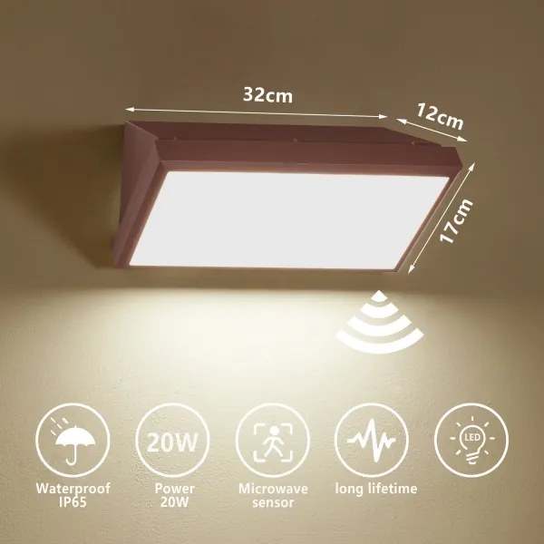 Brilagi-LED Lampada da parete esterna con sensore TRIANGLE LED/20W/230V, marrone, IP65