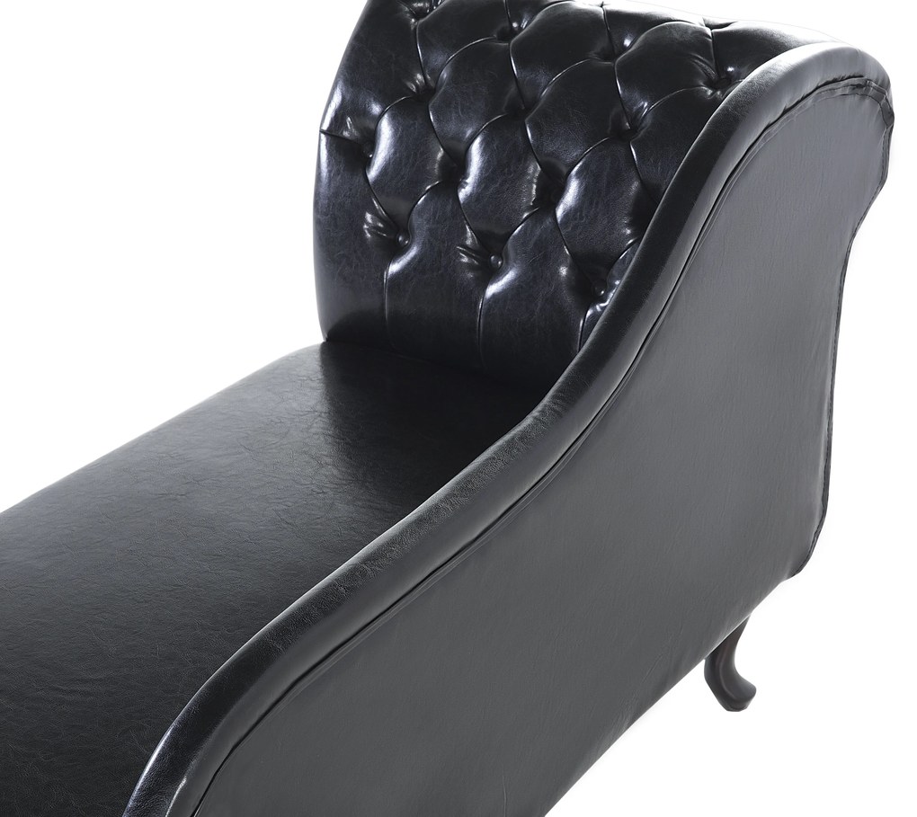 Chaise longue vintage sinistra in pelle sintetica nera NIMES Beliani