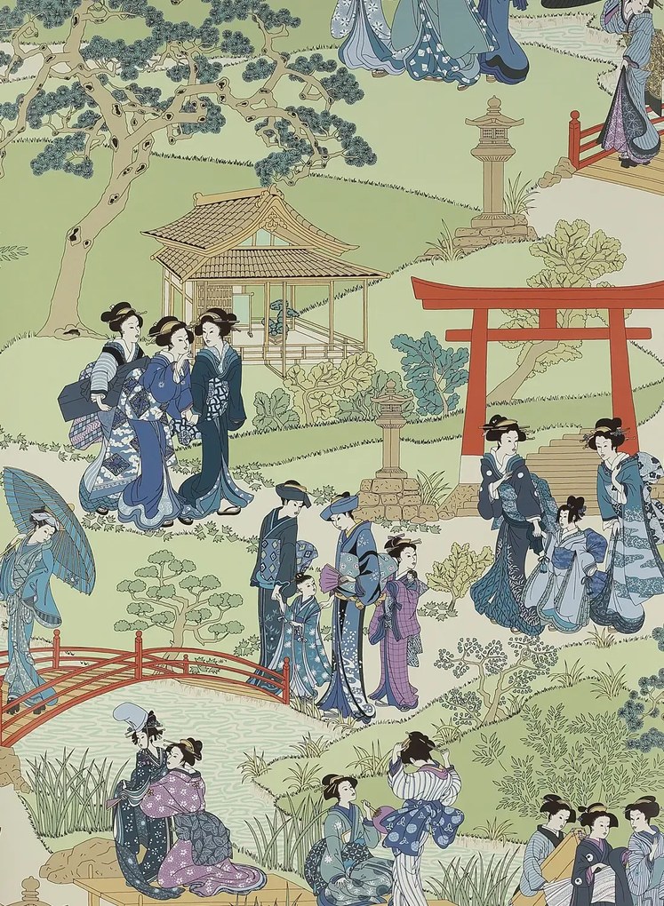 Manuel Canovas Carta da parati Geishas - Indigo