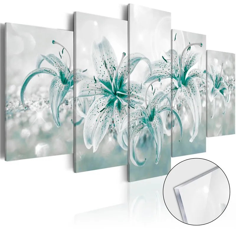 Quadri su vetro acrilico  Sapphire Lilies [Glass]  Colore Blu, Dimensioni e Misure 100x50