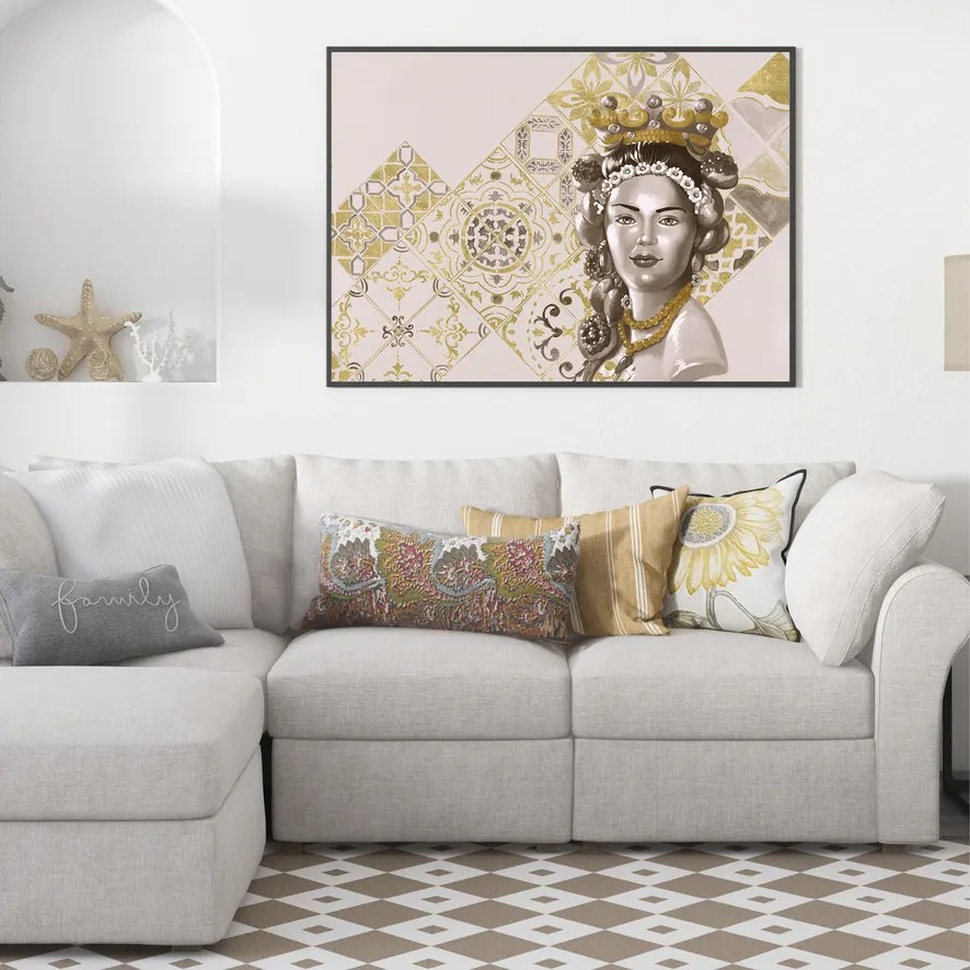 Arte Mariani quadro dipinto a mano Donna siciliana "Magnolia" 70 x 100 cm