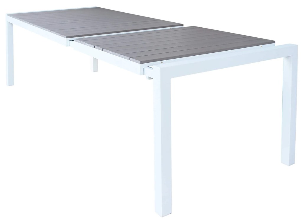 LOIS - set tavolo in alluminio cm 162/242 x 100 x 74 h con 4 poltrone Lotus