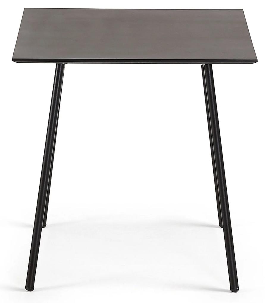 Kave Home - Tavolino Mathis in fibra di cemento con gambe in acciaio finitura nera 75 x 75 cm