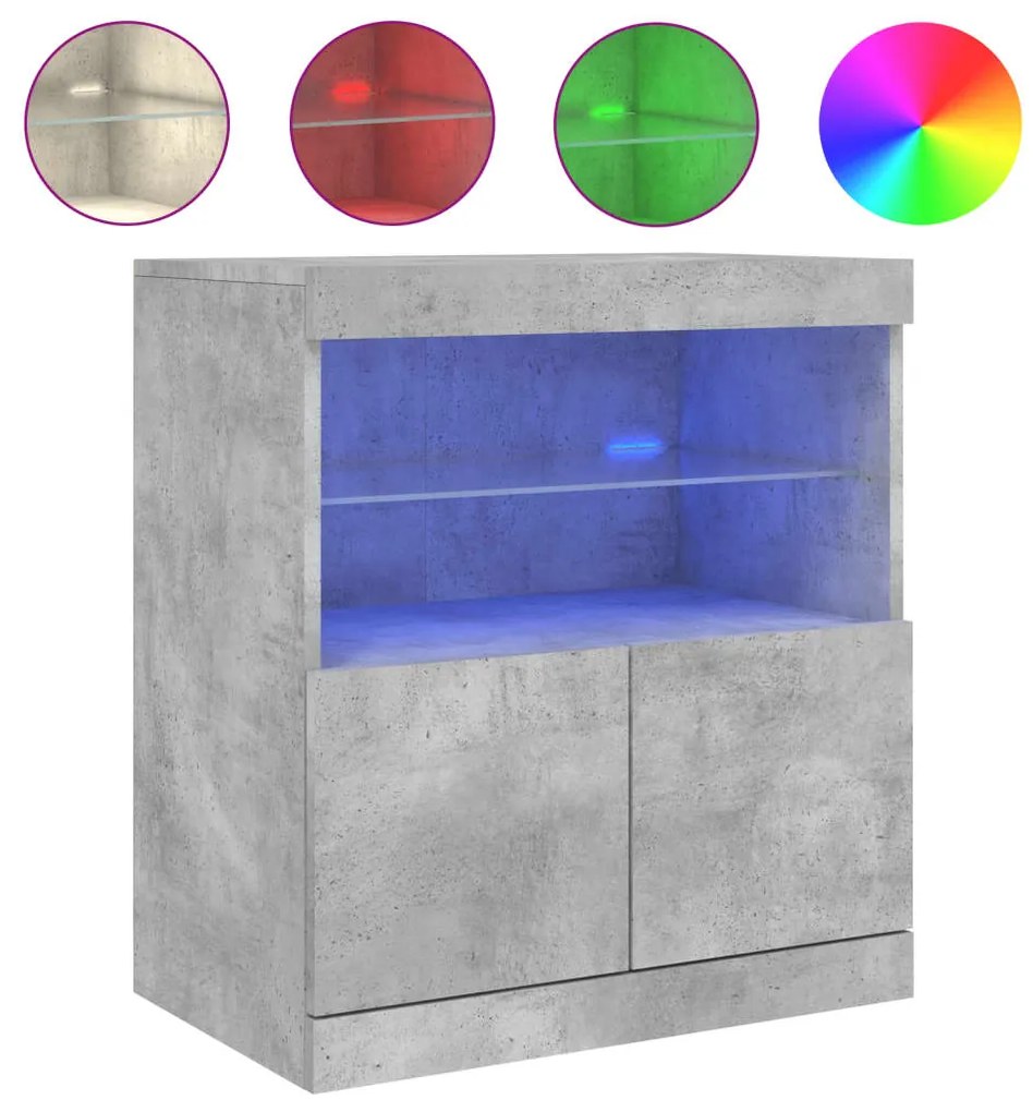 Credenza con luci led grigio cemento 60x37x67 cm