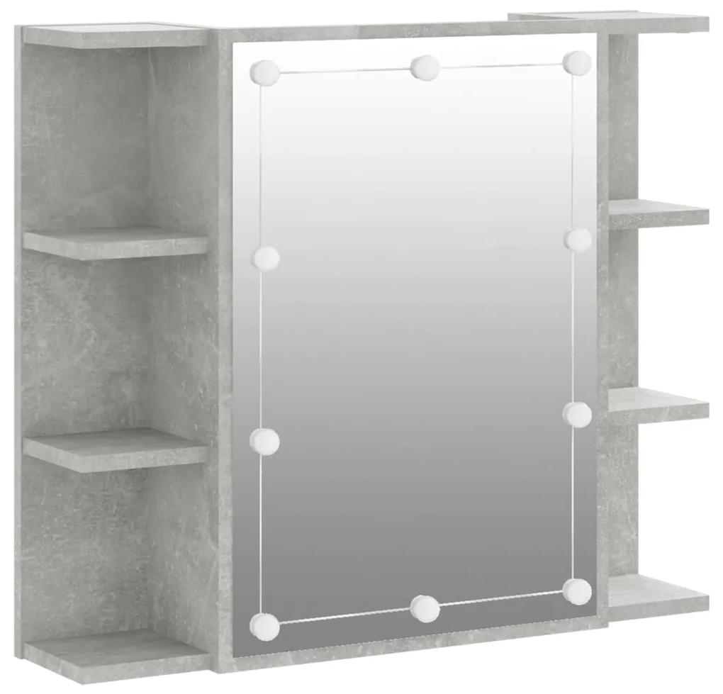 Mobile a specchio con led grigio cemento 70x16,5x60 cm