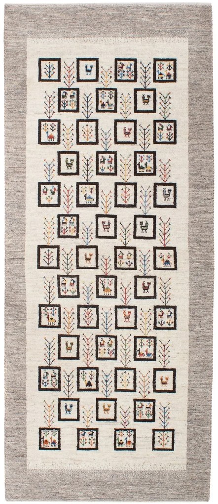 Gabbeh Tappeto 90x200 Beige (Iran) Annodato A Mano