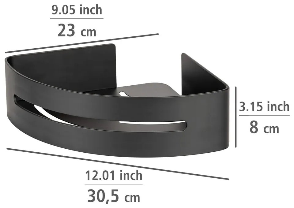 Mensola angolare in metallo nero opaco autoportante per il bagno Bivio - Wenko