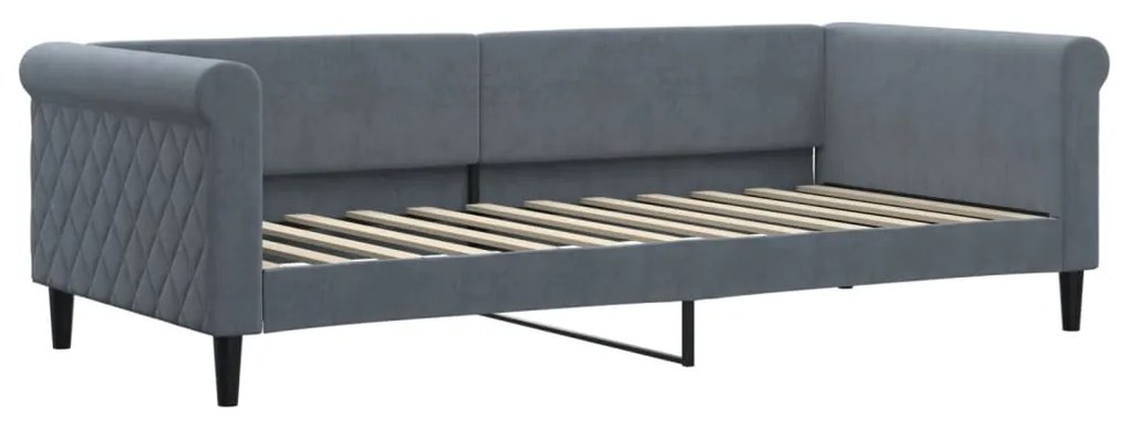 Divano letto con materasso grigio scuro 90x200 cm in velluto