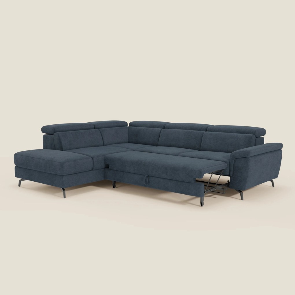 Estro Divano angolare estraibile - poggiatesta reclinabili in tessuto impermeabile T14 blu