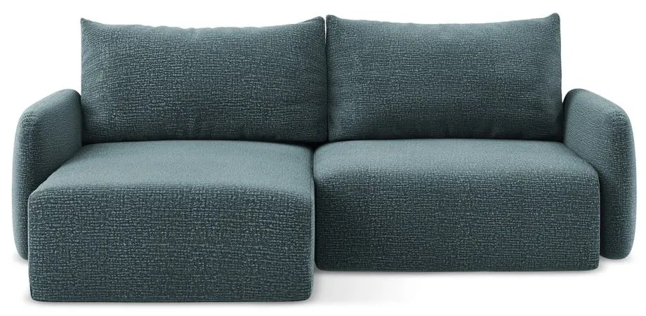 Divano angolare turchese allungabile/con contenitore (con penisola a sinistra) Kalena – Makamii