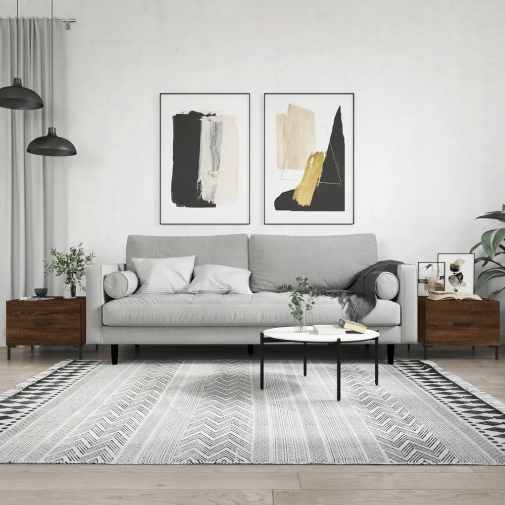 Tavolini Salotto 2 Pz Rovere Marrone 50x50x40 Legno Multistrato /