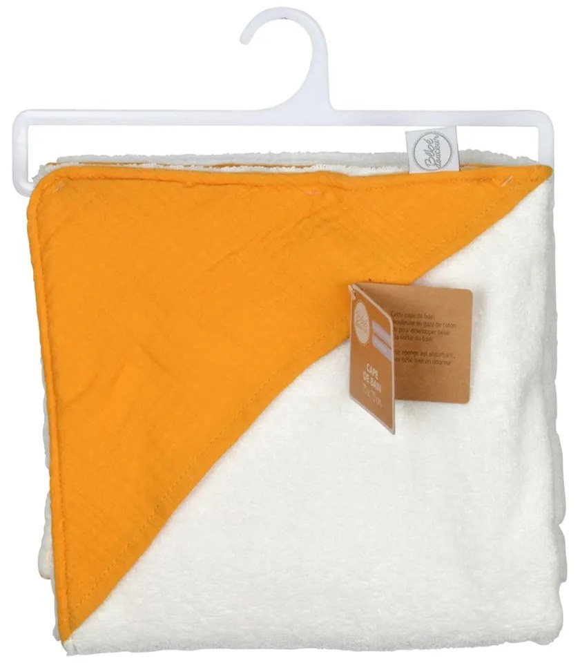 Asciugamano in mussola gialla con cappuccio 75x75 cm - Bébé Douceur