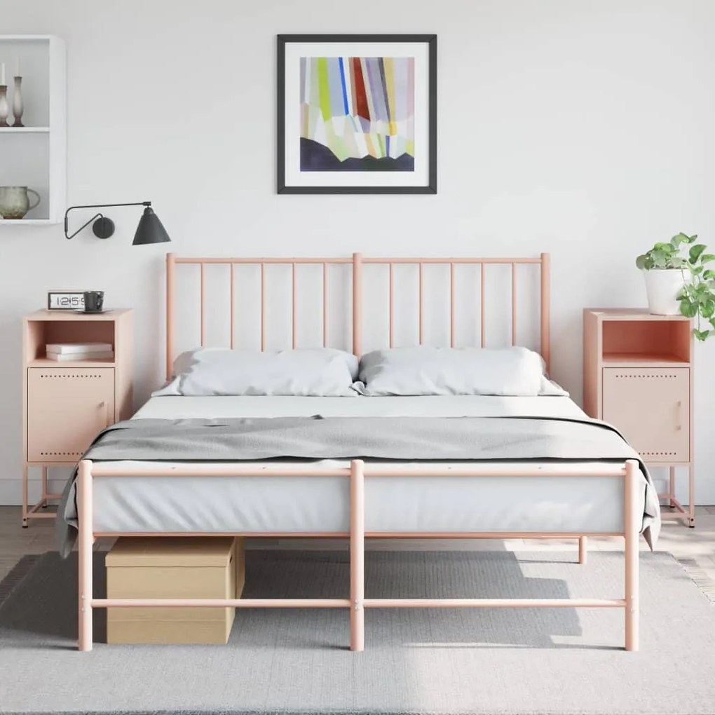 Comodini 2 Pz Rosa 36x39x78 Cm İn Acciaio /